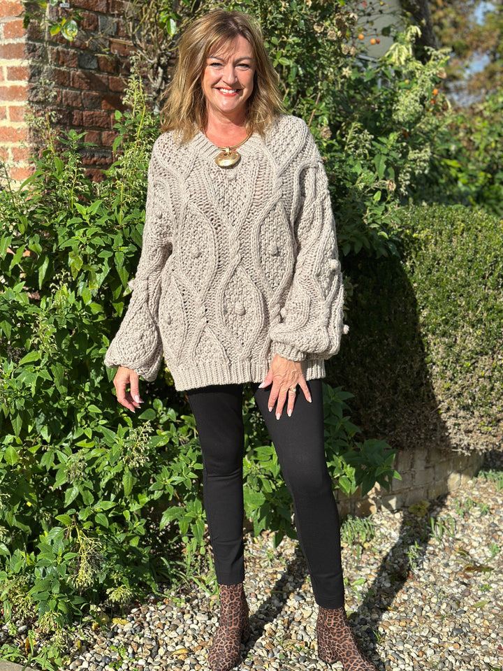Bobble Cable Chunky Jumper| Taupe