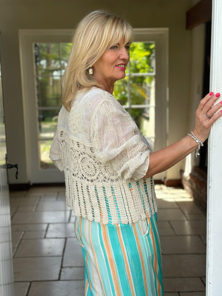 Cotton Crochet Jacket | Beige
