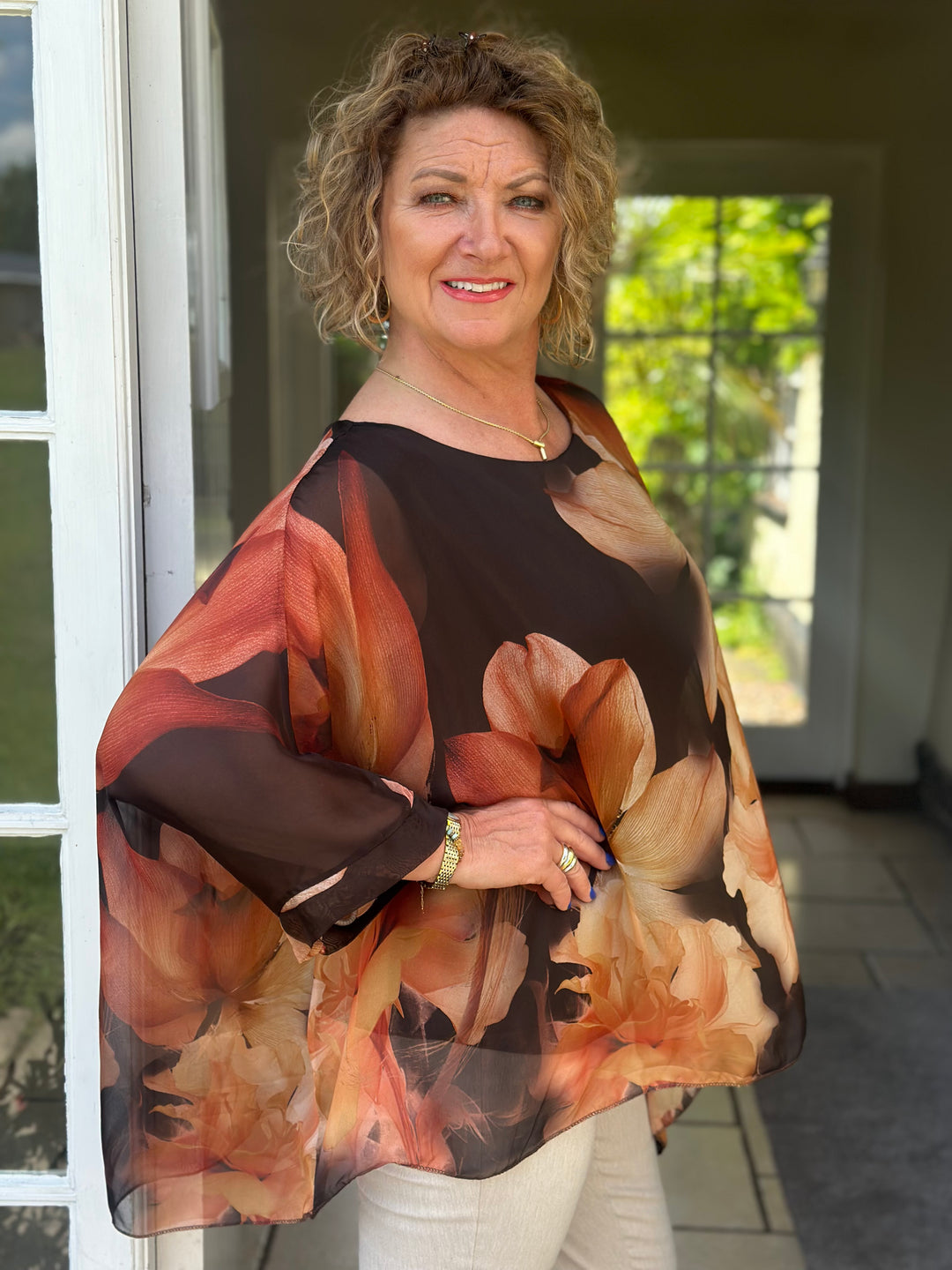Botanical Mia Silk Blouse | Brown