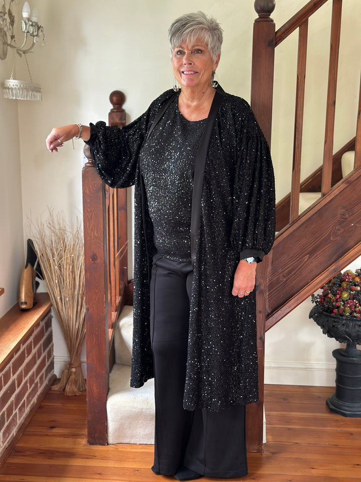 Sequin Longline Cardigan - Malissa J | Black