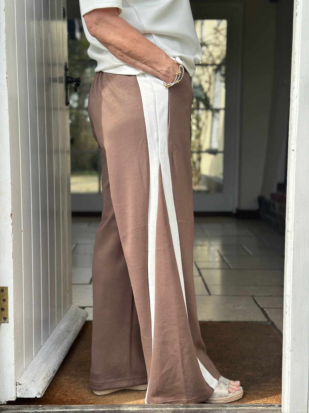 Double Stripe Loungewear Trousers - Malissa J | Chocolate