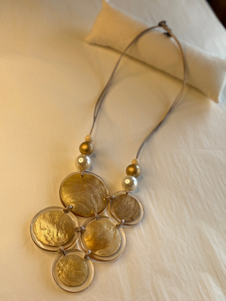 Metallic Multi Large Disc Necklace | Gold