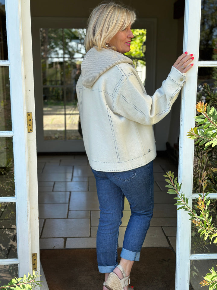 Stitch Detail Hoodie Jacket - Malissa J | Stone
