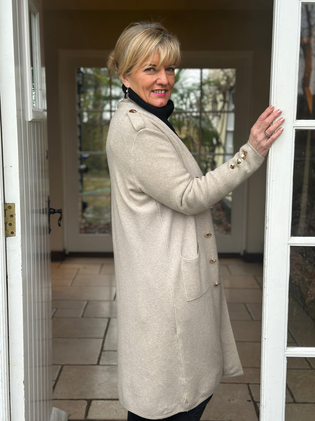 Button Detail Longline Jacket | Taupe