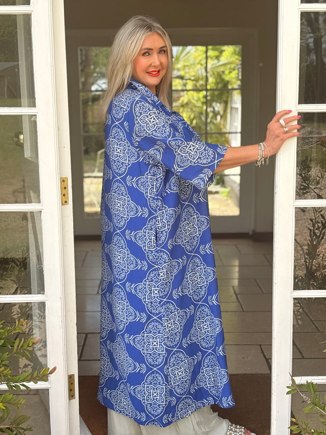 Paisley Print Shirt Dress | Blue