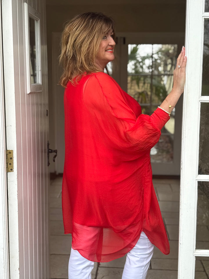 Bella Silk Blouse | Ruby Red