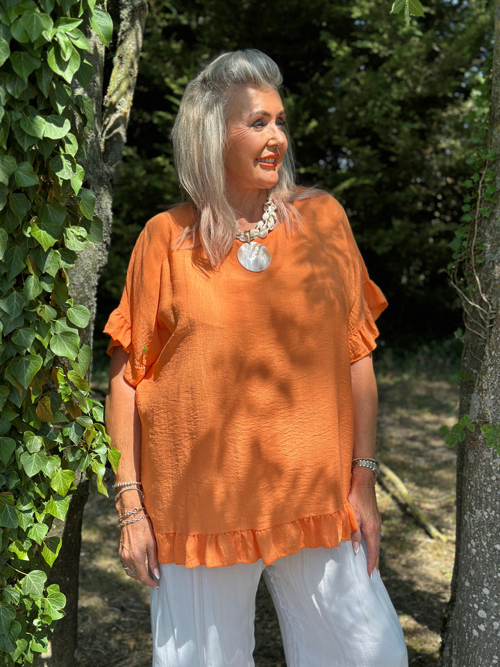 Rosie Ruffle Top | Orange