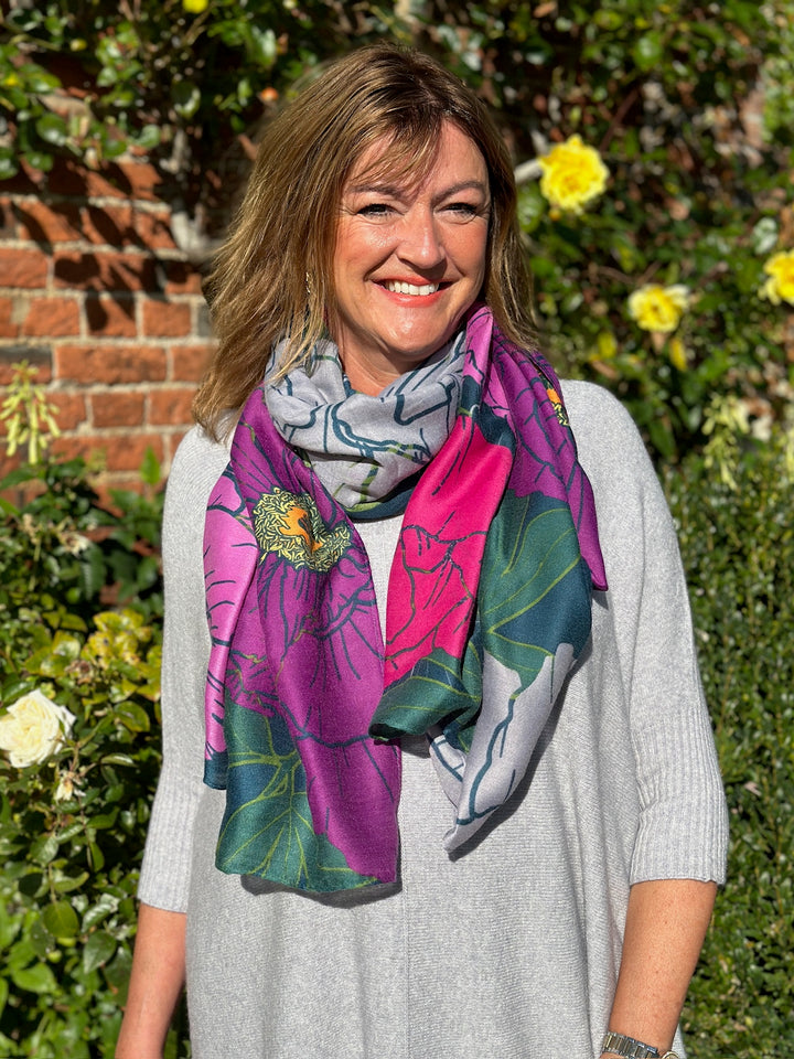 Peonies Scarf | Navy