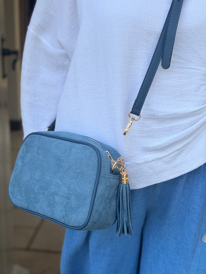 Suede Cross Body Bag | Navy