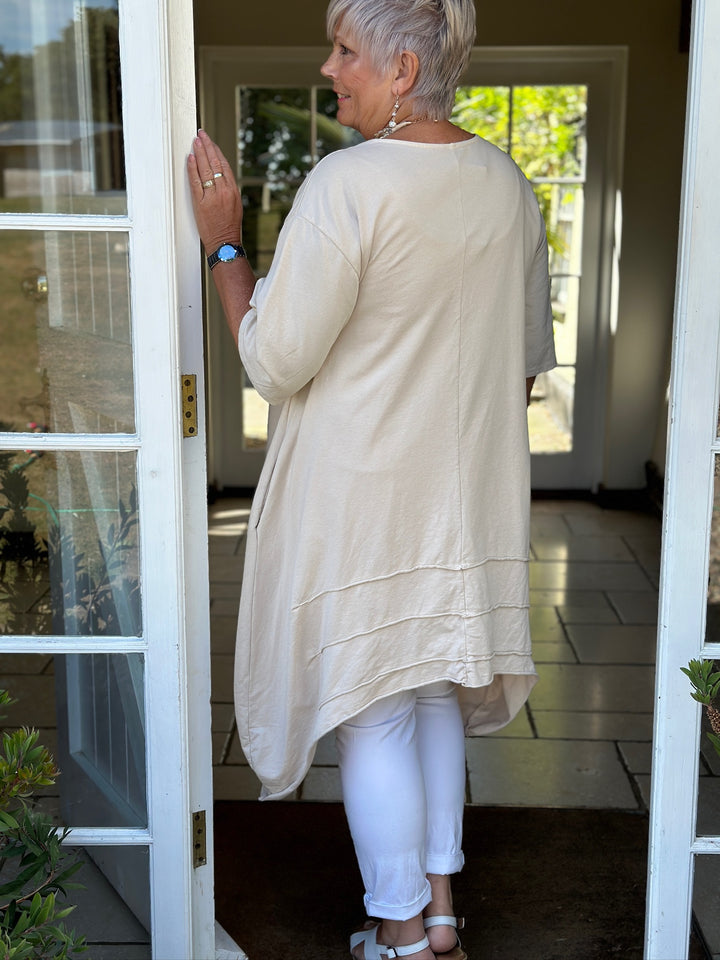 Seam Detail Tunic - ID Clothing | Beige