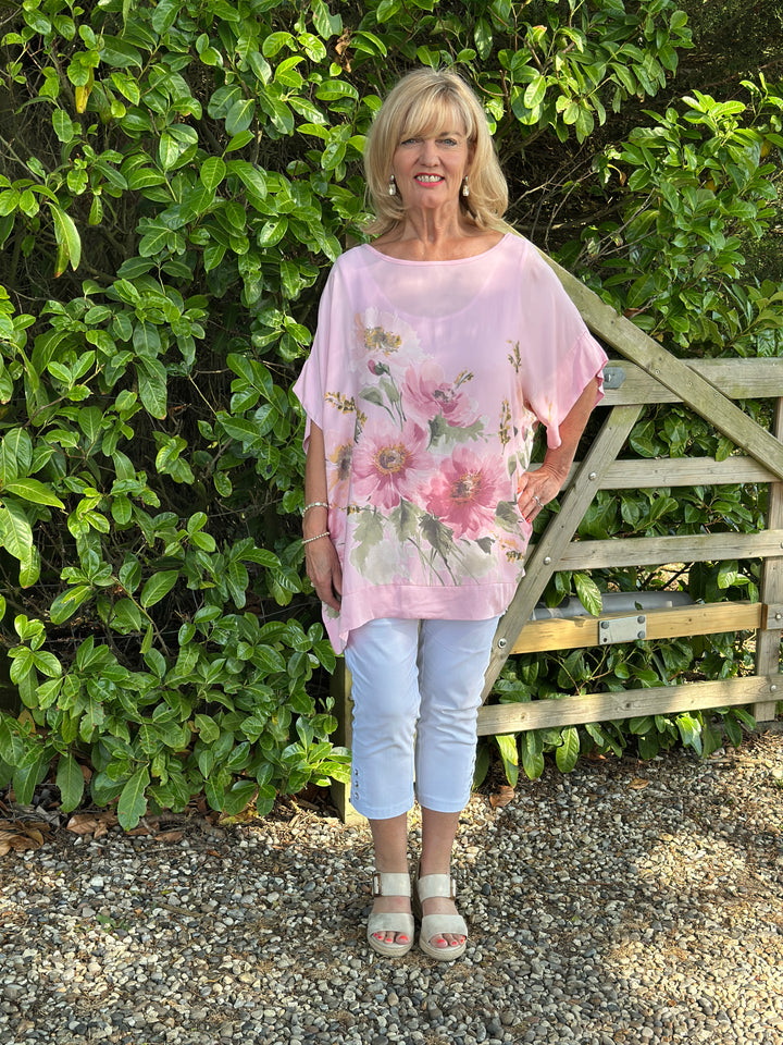 Floral Soft Ovesized Top | Pink