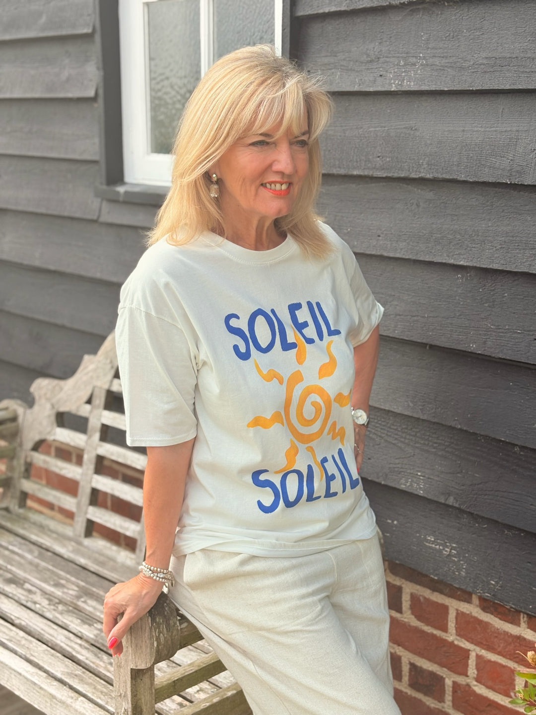 Soleil Motif T-shirt | White