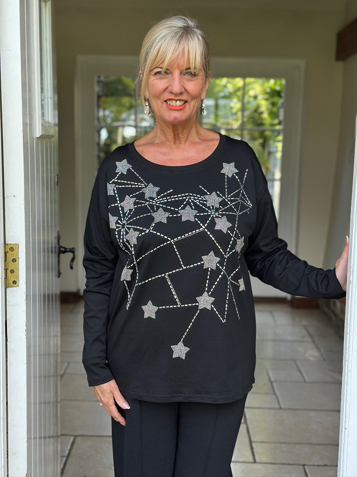 Cotton Shooting Sparkle Star Top - Malissa J | Black