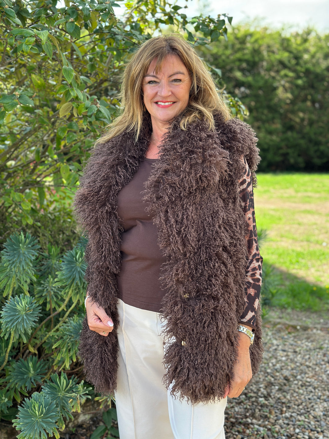 Shaggy Faux Fur Gilet - Malissa J | Chocolate