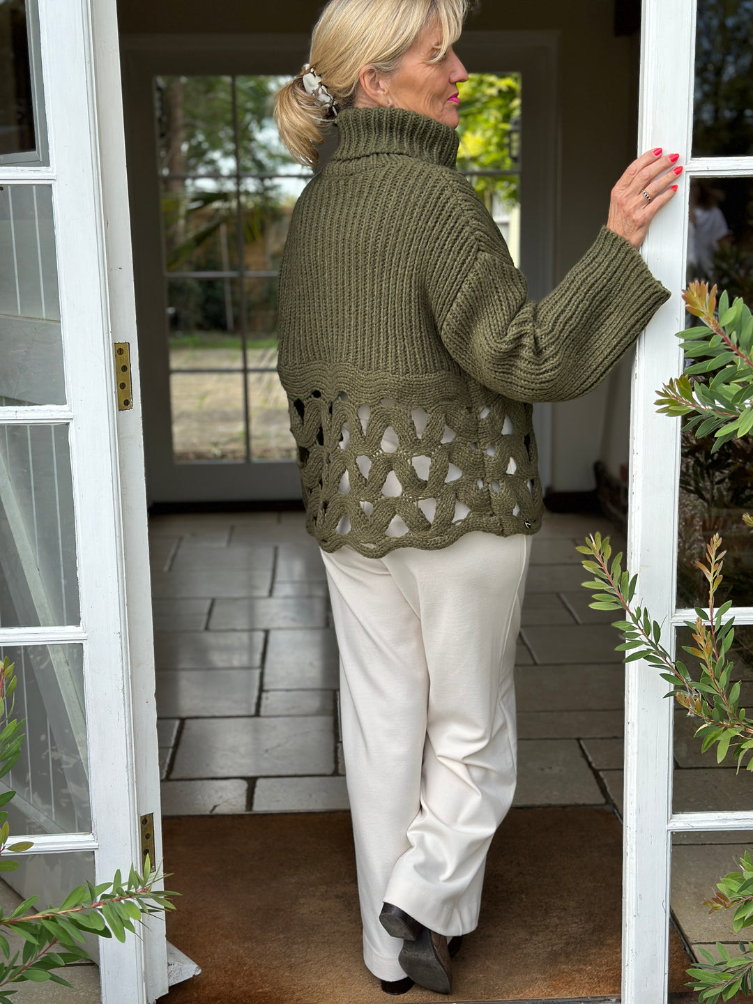 Loop Detail Roll Neck Chunky Knit - Malissa J | Khaki