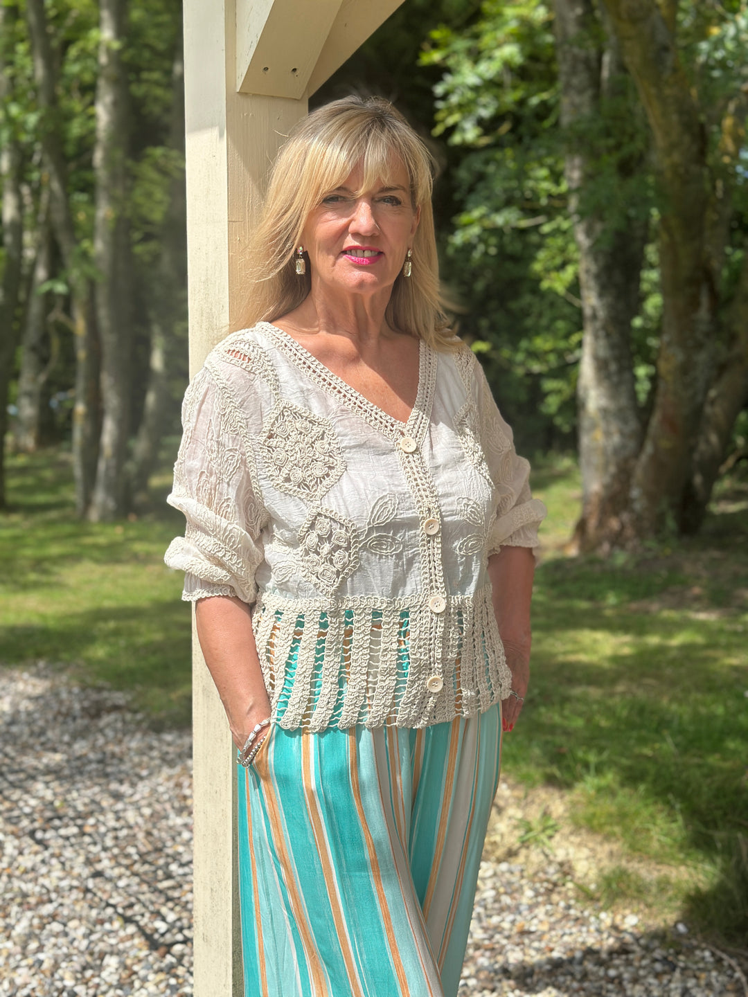 Cotton Crochet Jacket | Beige