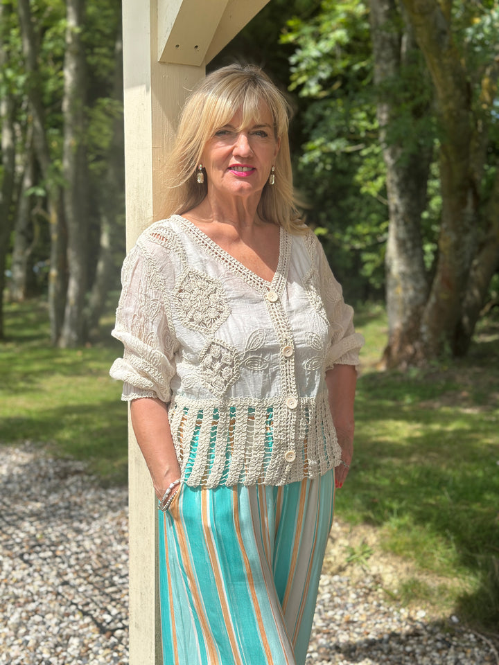 Cotton Crochet Jacket | Beige