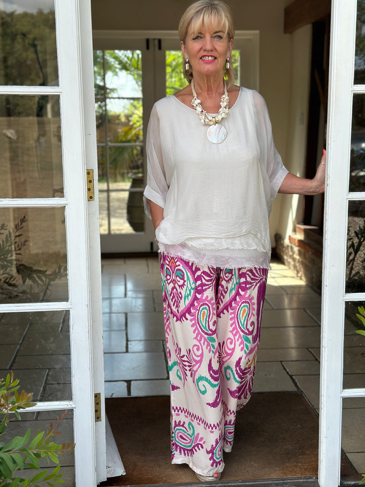Silk Tiered Blouse | Beige