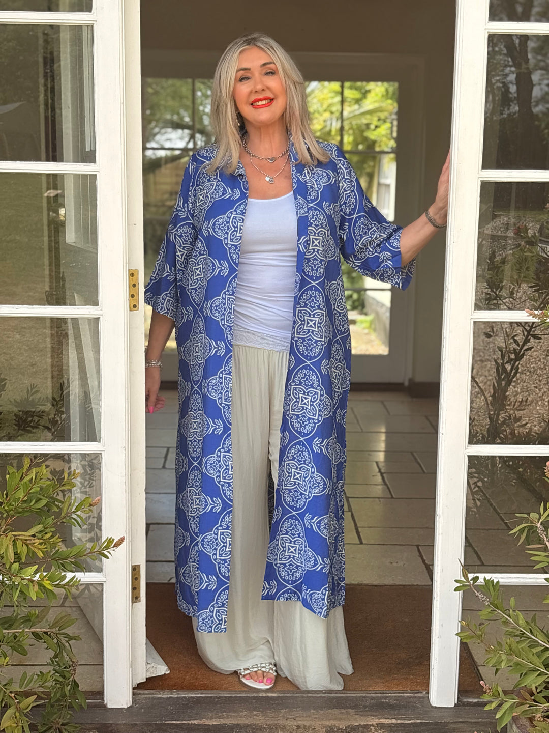 Paisley Print Shirt Dress | Blue