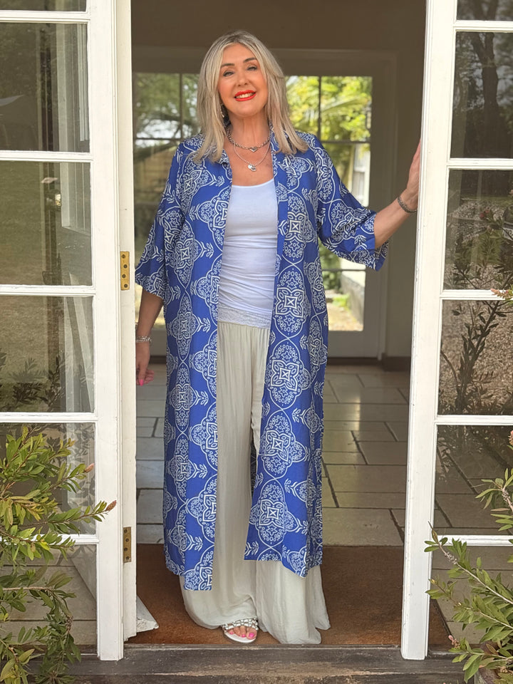 Paisley Print Shirt Dress | Blue