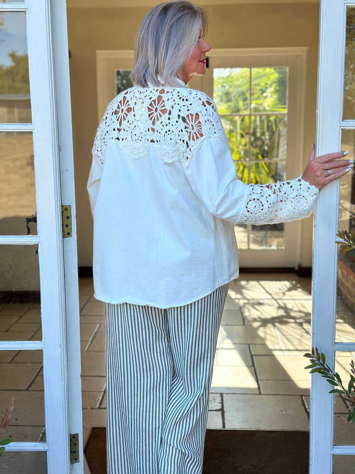 Crochet Detail Shirt | Off-White