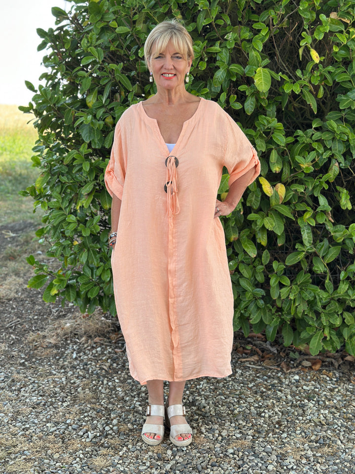 Positano Linen Dress | Peach