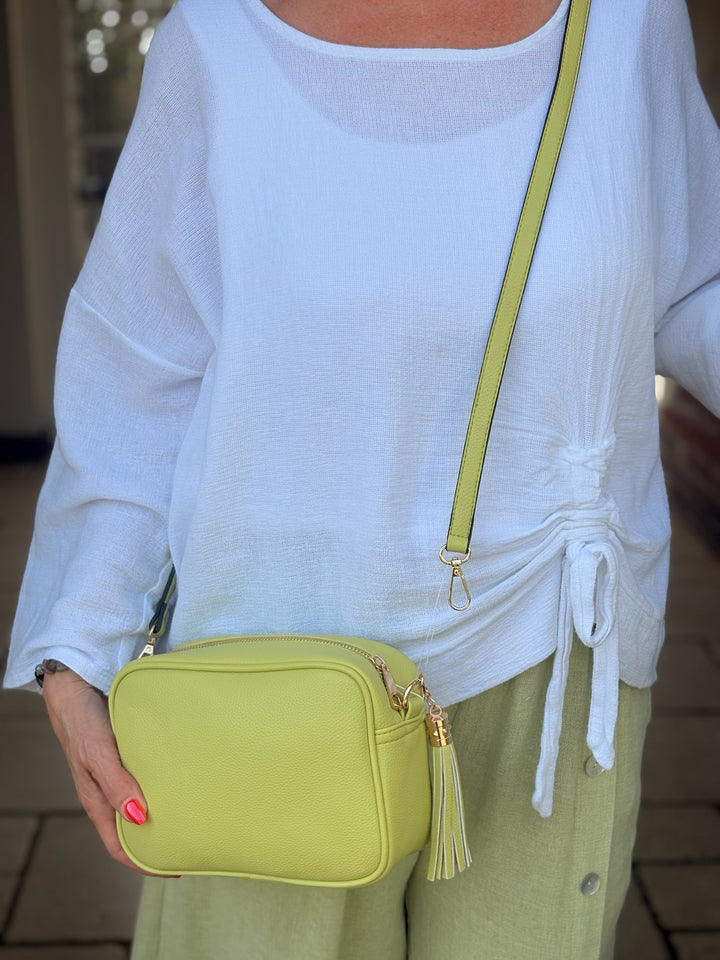 Faux Leather Cross Body Bag | Lime