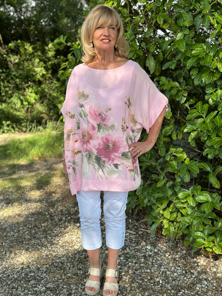 Floral Soft Ovesized Top | Pink