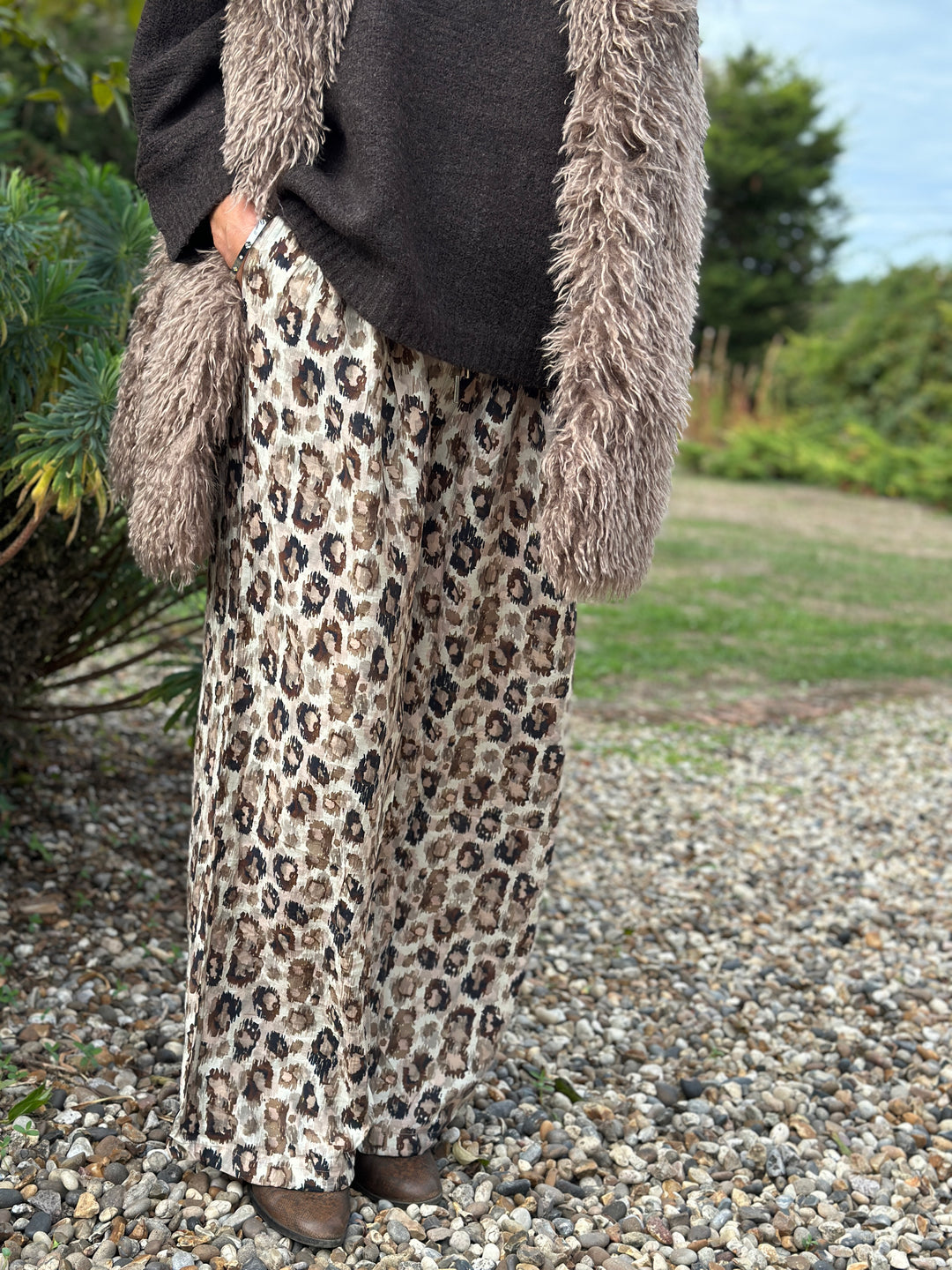 Leopard Print Toggle Leg Trousers - Malissa J