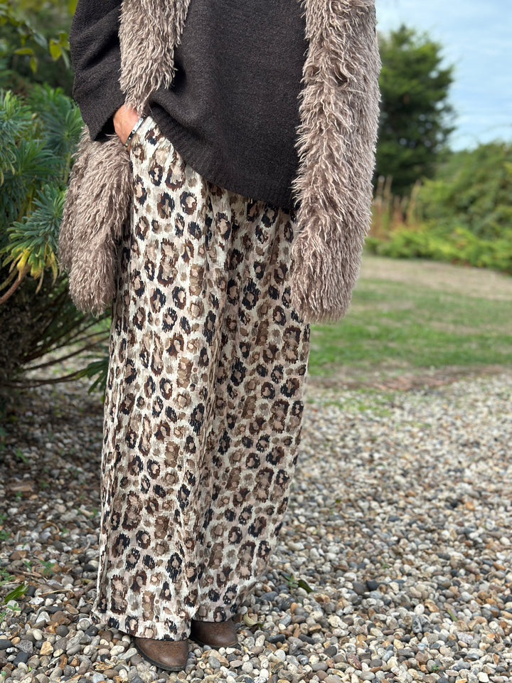Leopard Print Toggle Leg Trousers - Malissa J