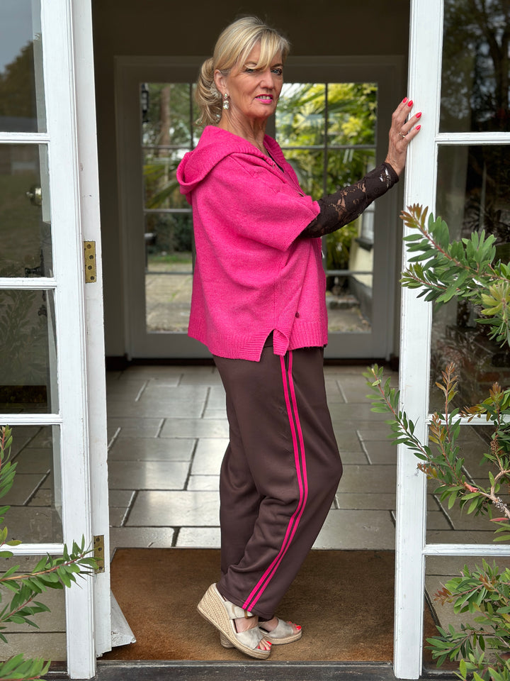 Side Stripe Joggers - Malissa J | Chocolate Brown/Fuchsia