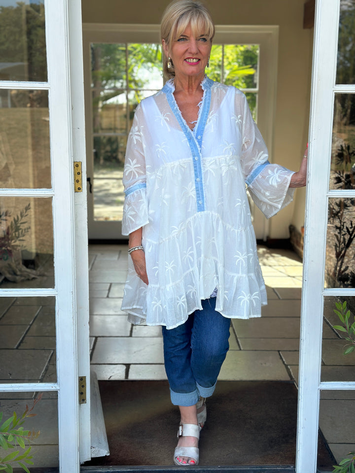 Bali Palm Tunic | White
