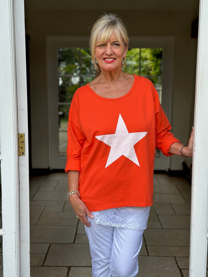Cotton Star Lightweight Sweatshirt | Orange