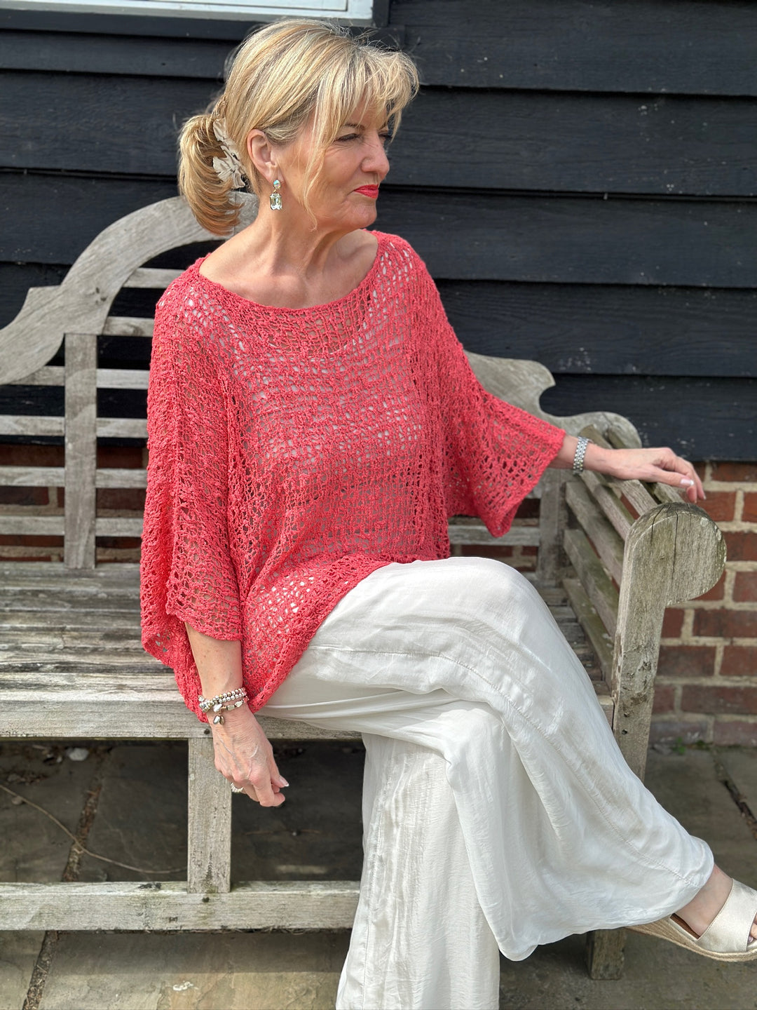 Net Edgy Crochet Top | Coral