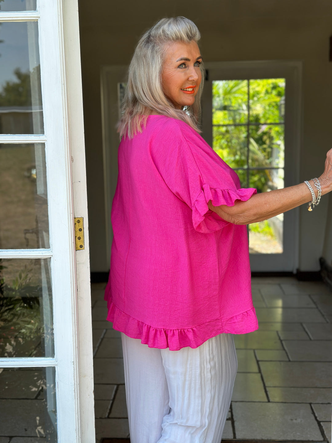Rosie Ruffle Top | Fuchsia