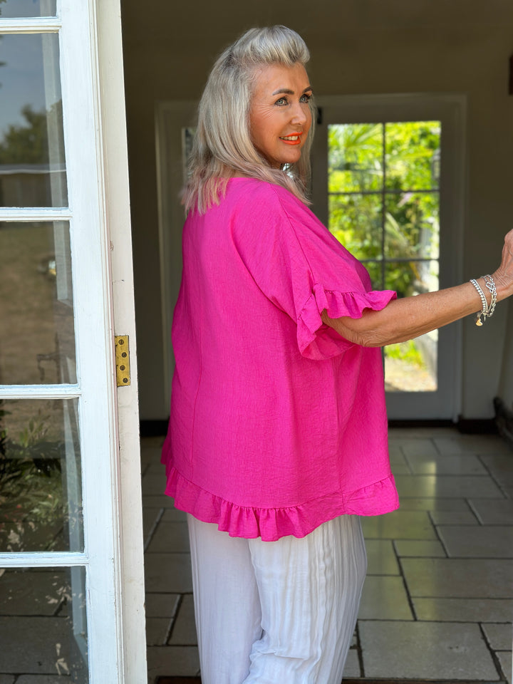 Rosie Ruffle Top | Fuchsia
