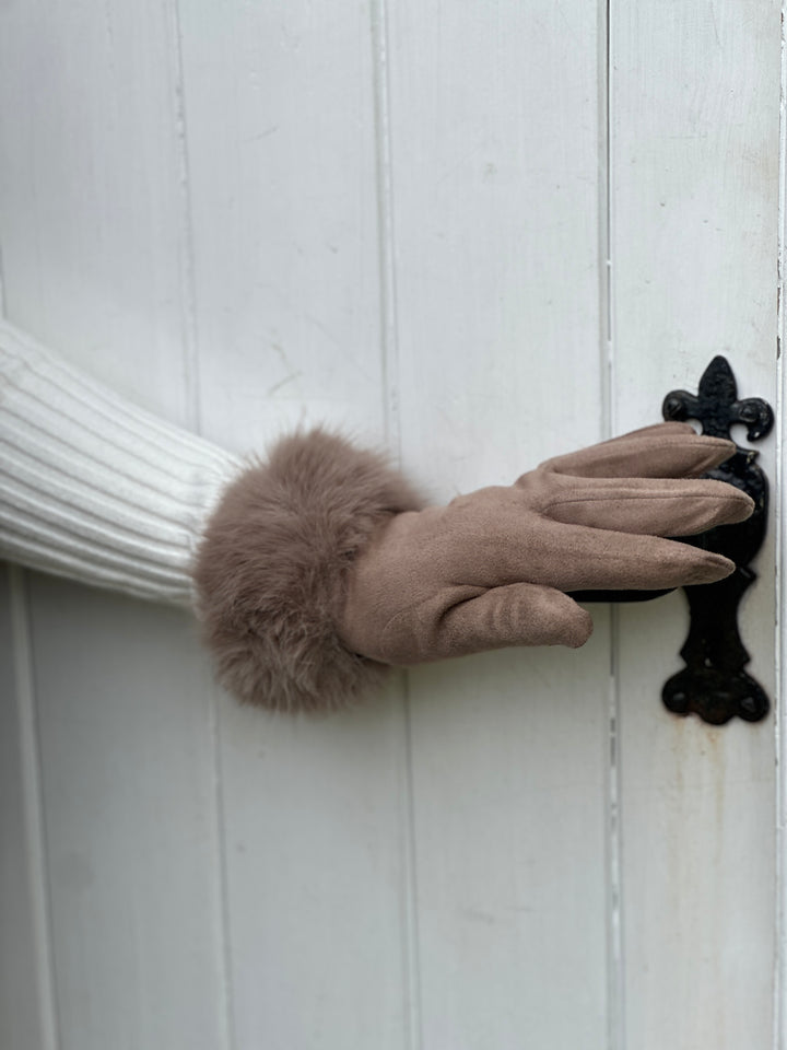 Faux Fur Suede Soft Touch Gloves - Malissa J | Mocha