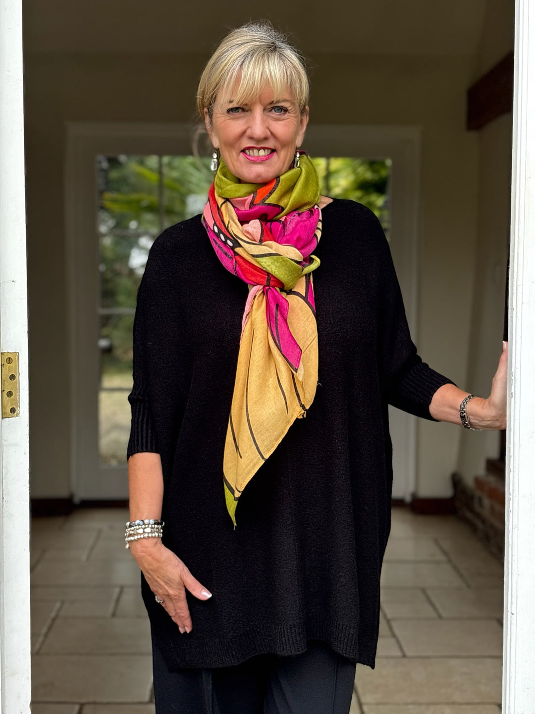 Large Flower Scarf | Lime