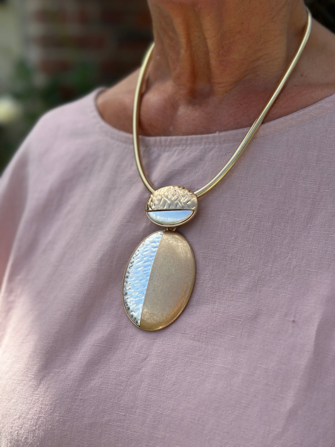 Two-Tone Beetle Necklace | Silver & Gold