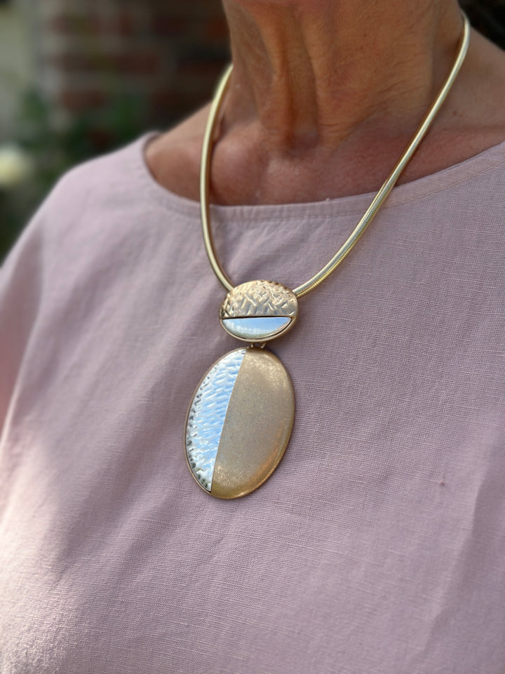 Two-Tone Beetle Necklace | Silver & Gold