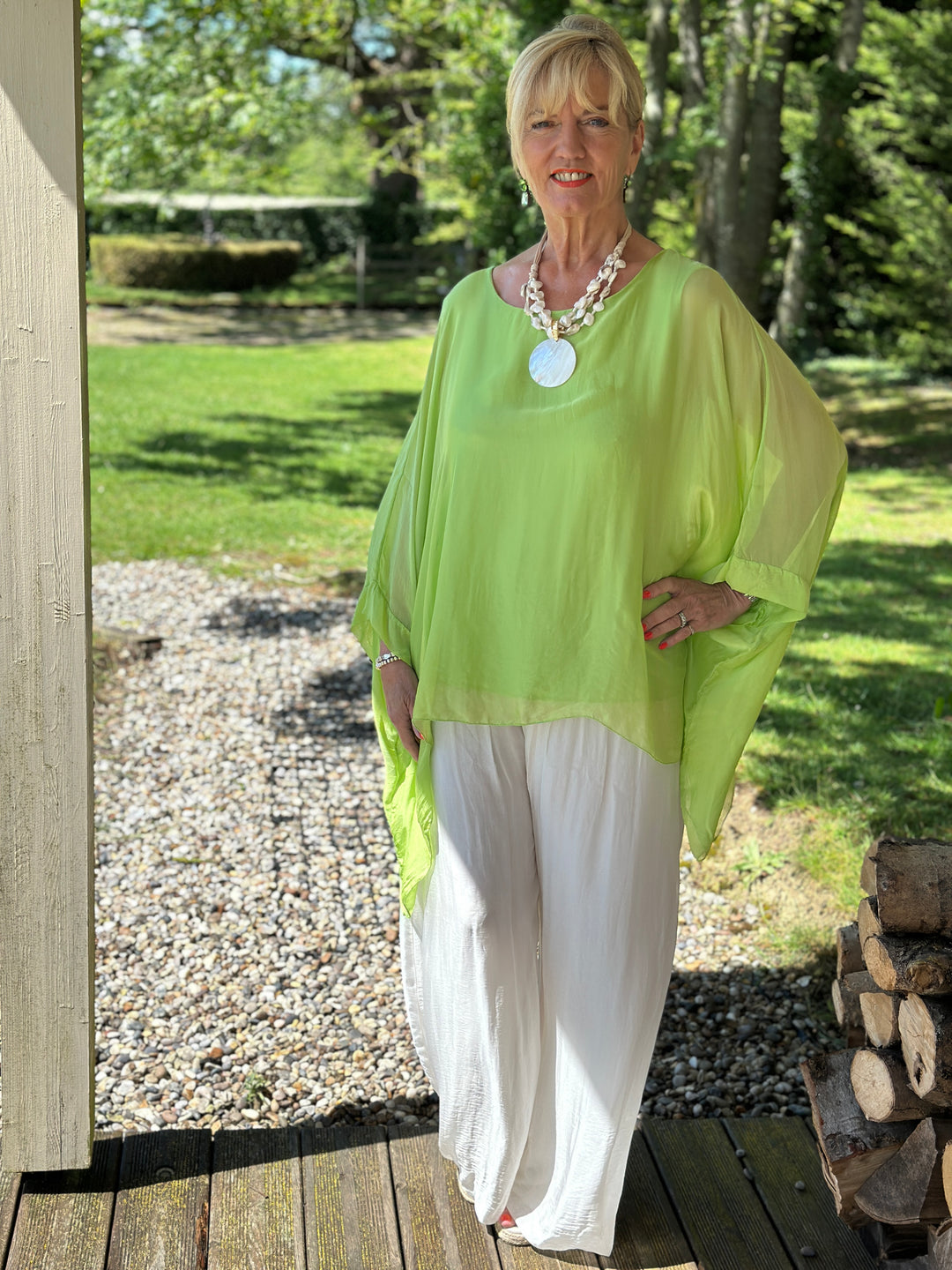 Mia Silk Blouse | Lime