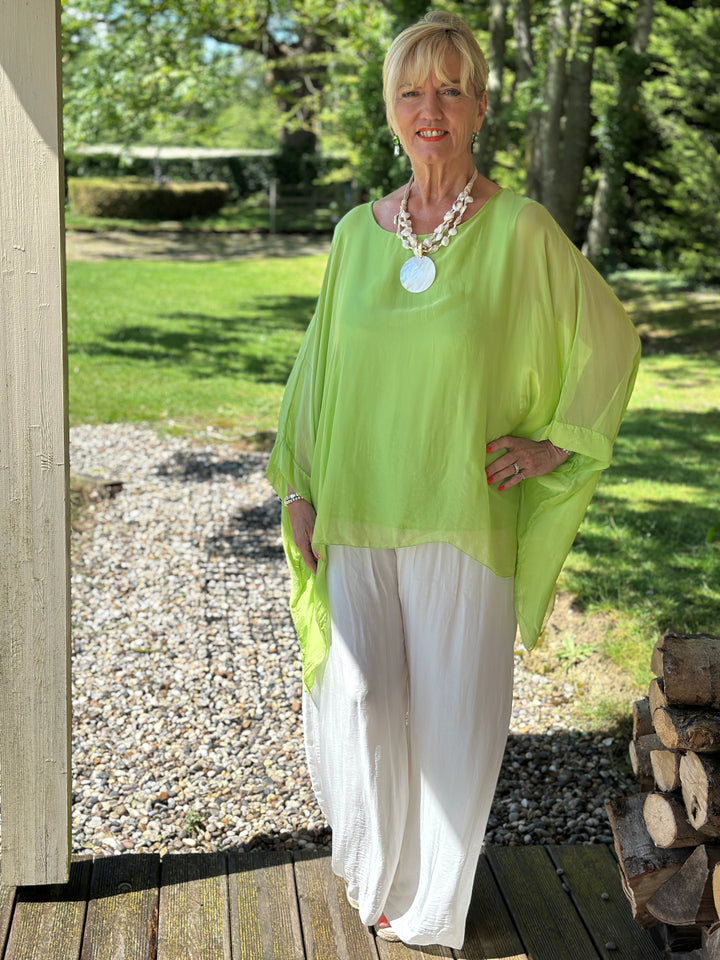 Mia Silk Blouse | Lime