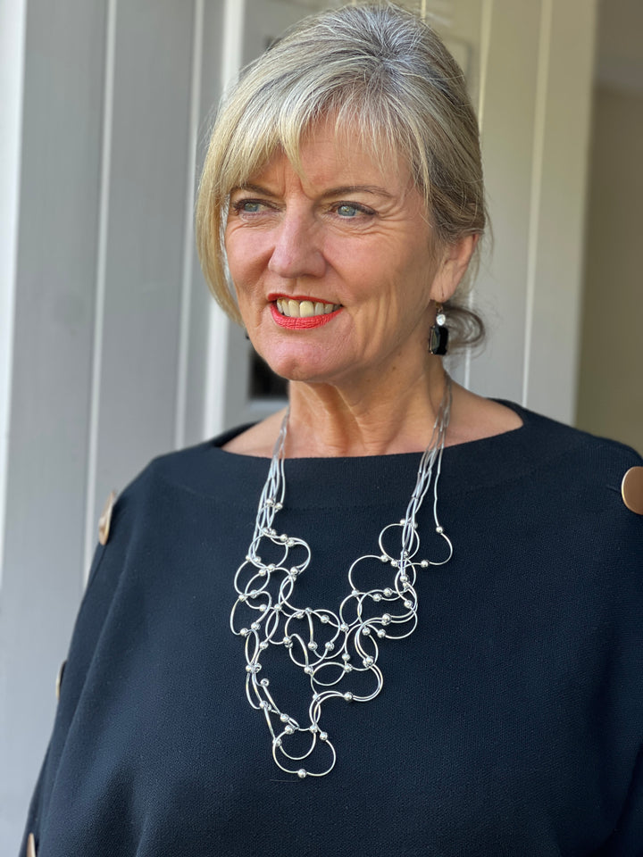 Twisted Bead Lightweight Strand Necklace | Silver