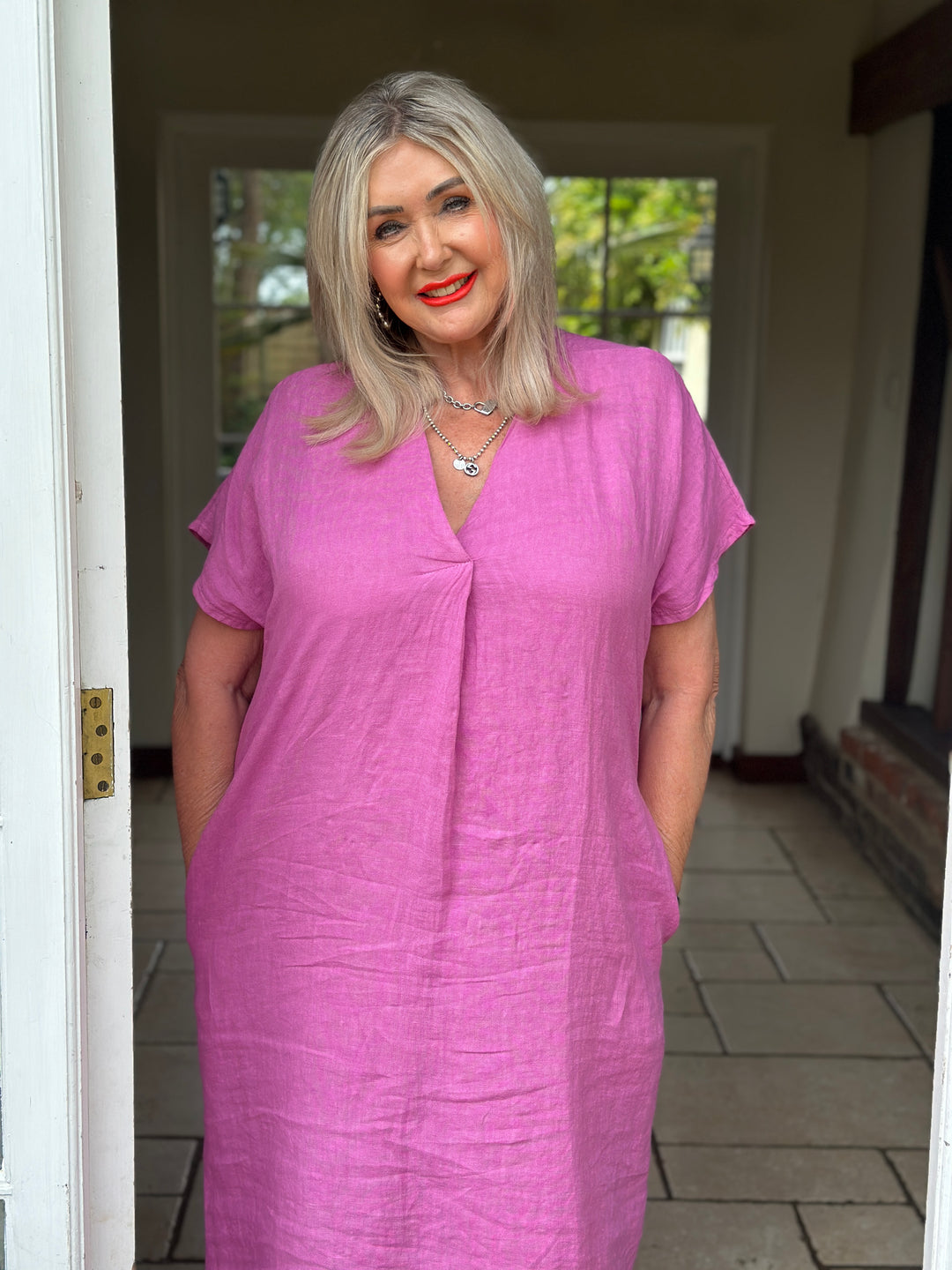 Linen Tunic Dress | Raspberry
