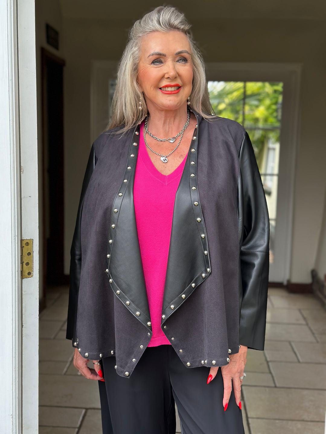 Studded Waterfall Jacket - Malissa J | Black