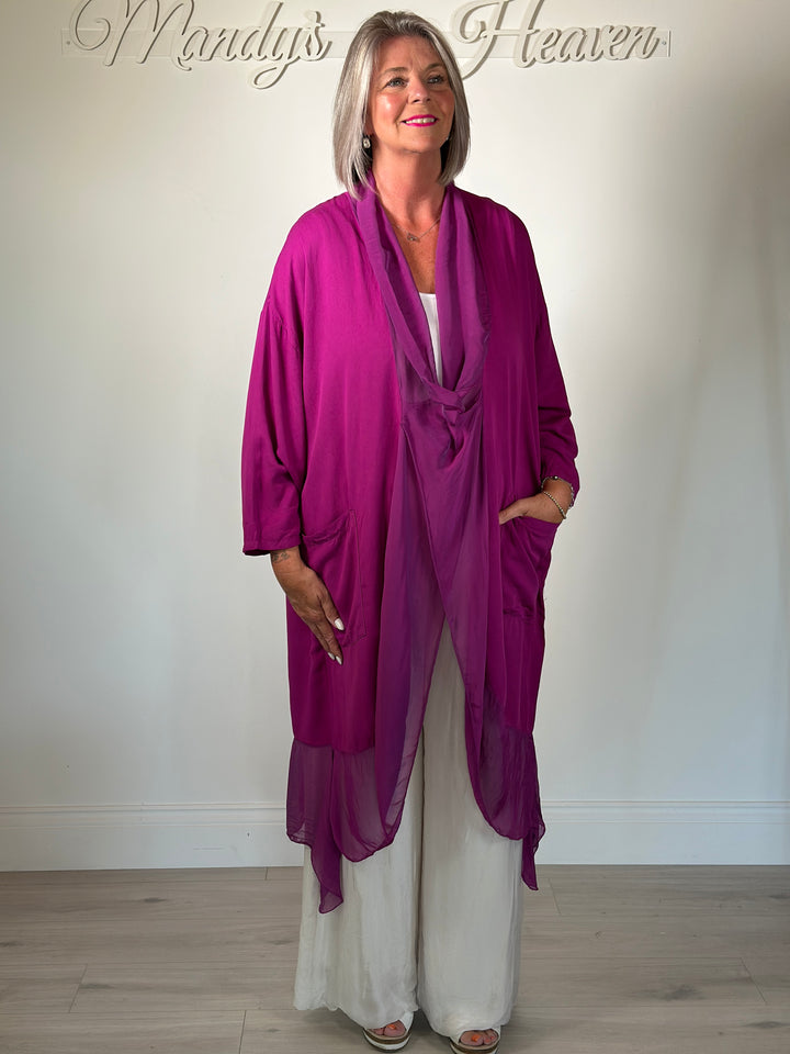 Silk Crossover Tunic | Magenta