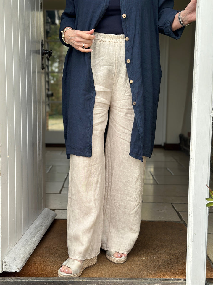 Floaty Linen Trouser | Beige