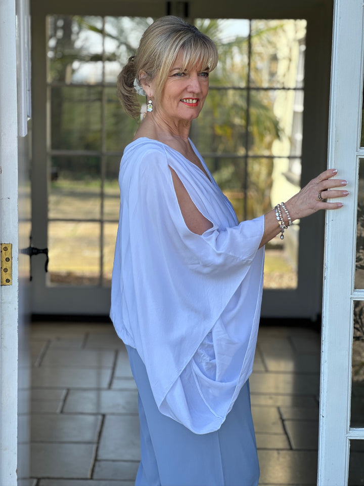 Floaty Cold Shoulder Blouse | White