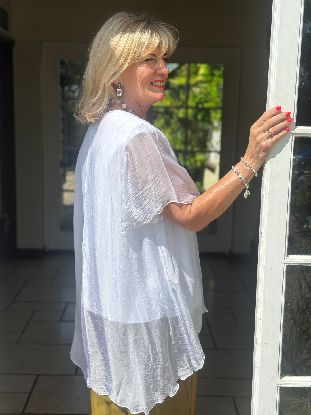Layered Floaty Silk Blouse | White