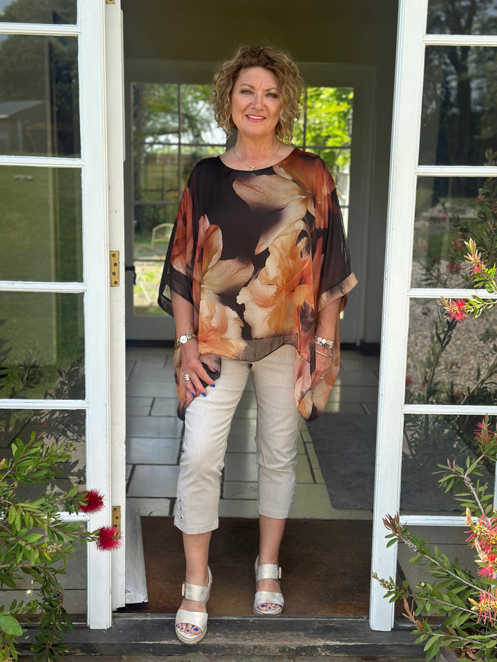 Botanical Mia Silk Blouse | Brown